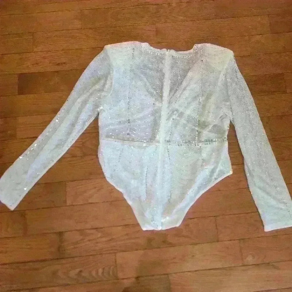 See through crystal bodysuit 3x white - Picture 2 of 4